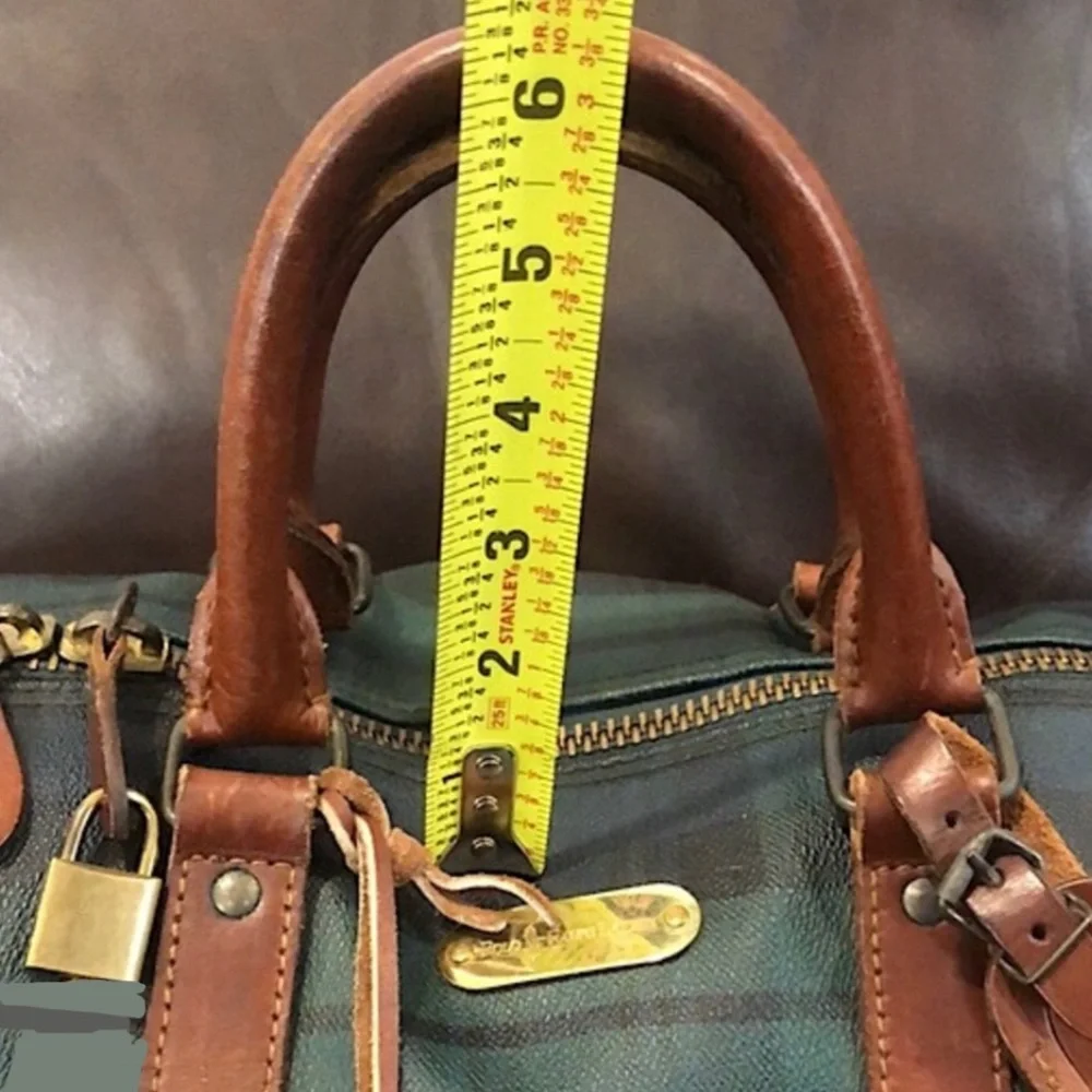 RALPH LAUREN Black Watch Plaid Duffle Boston Travel Shoulder Bag 48cm